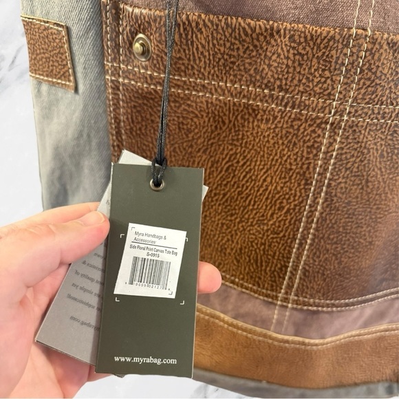 SOLD Myra Bag Side Floral Print Canvas Tote Patchwork NWT - Picture 4 of 15